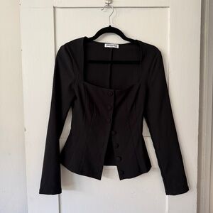 Princess Polly Black Button Down Top